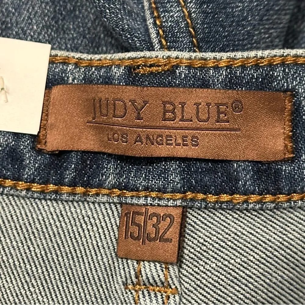 Judy Blue Women’s Size 32 15 High Waist Tummy Cut Raw Hem Straight Leg Jeans - Image 10