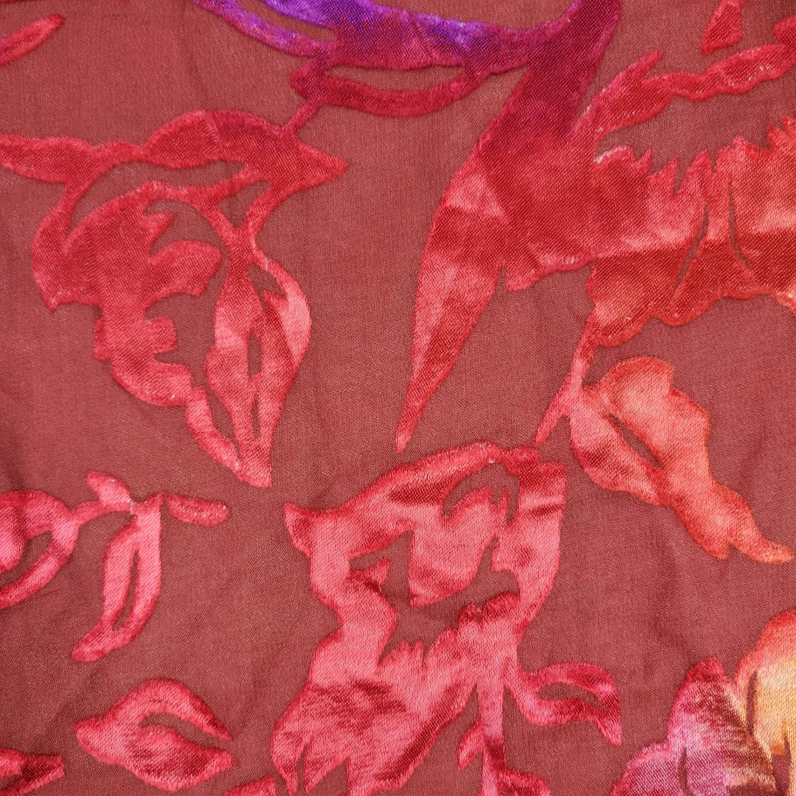 ANTHONY Burnout Velvet Blouse Womens Size S Red Floral Sheer Deadstock y2k NWT - Image 16