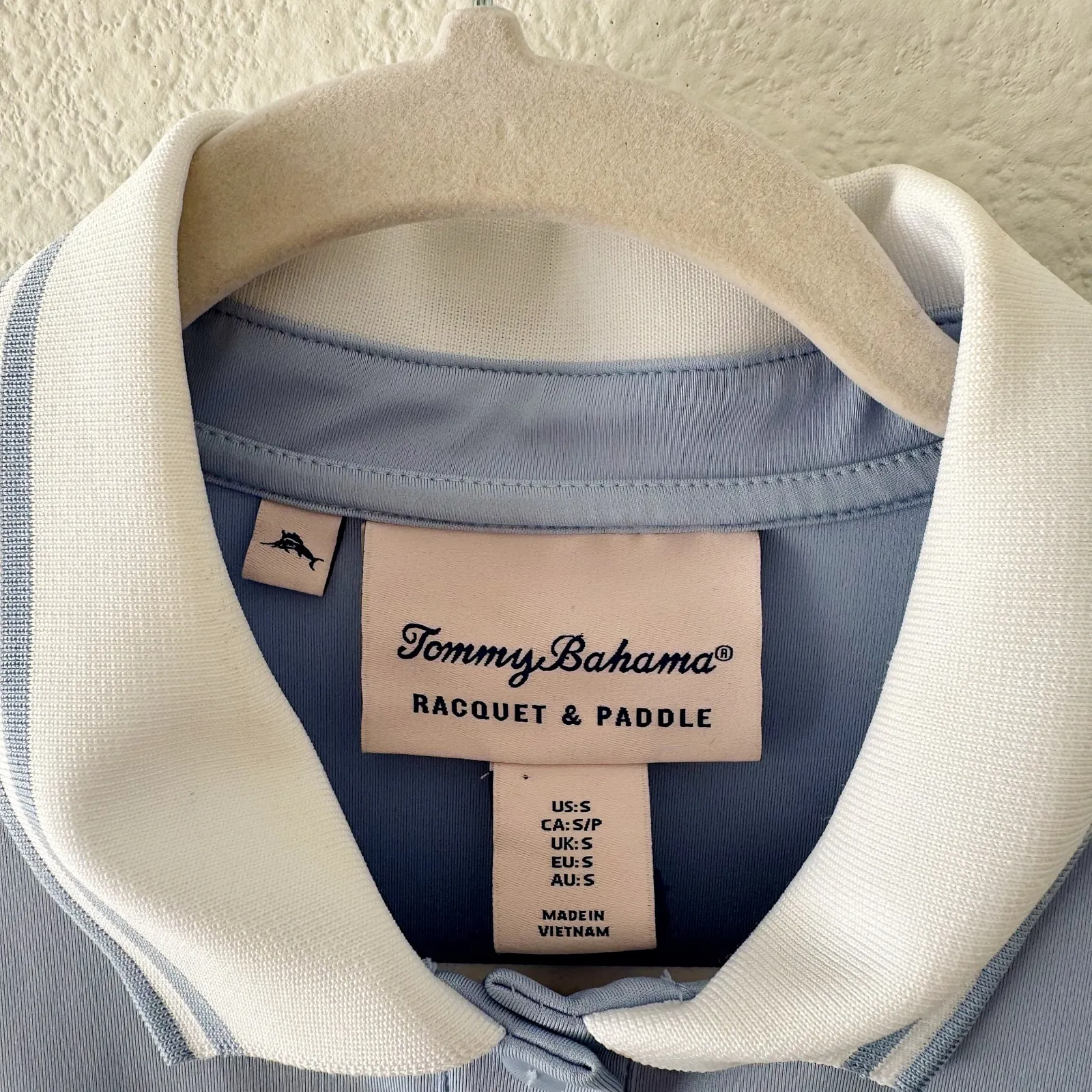 Tommy Bahama Racquet & Paddle Sleeveless Polo Dress Sky Blue White Collar Size S - Image 3