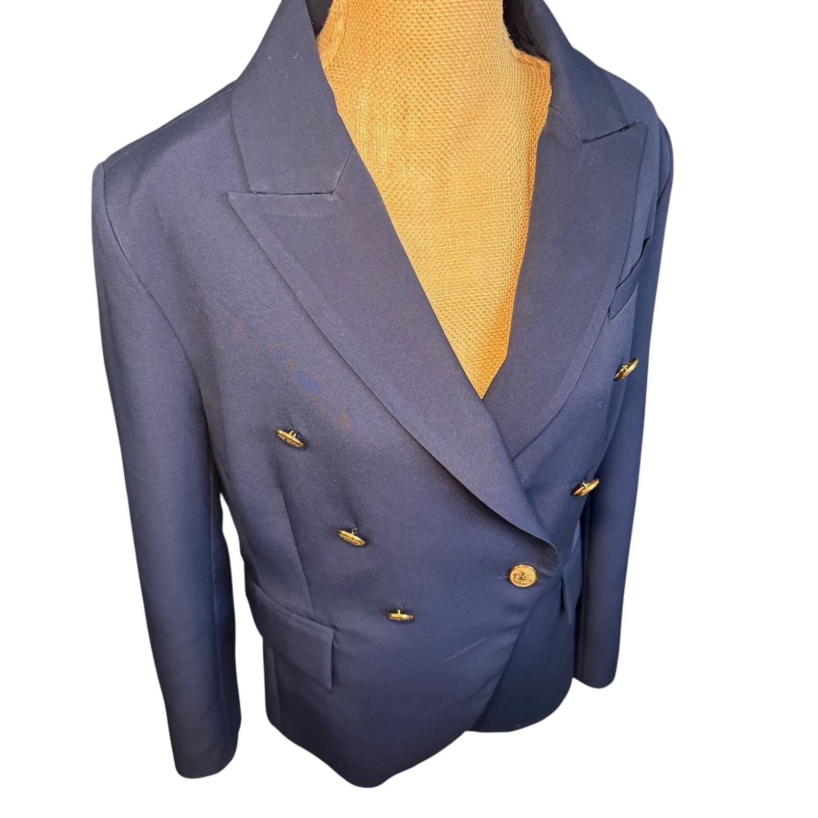 Walter Baker Phelps Navy Blazer Gold Button Double Breasted Jacket‎ Large - Image 4