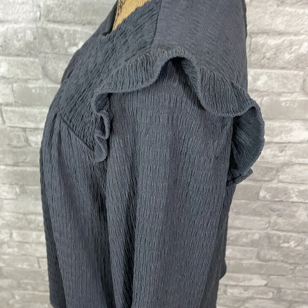 Loft Slate Blue Smocked Ruffle Top - Image 2