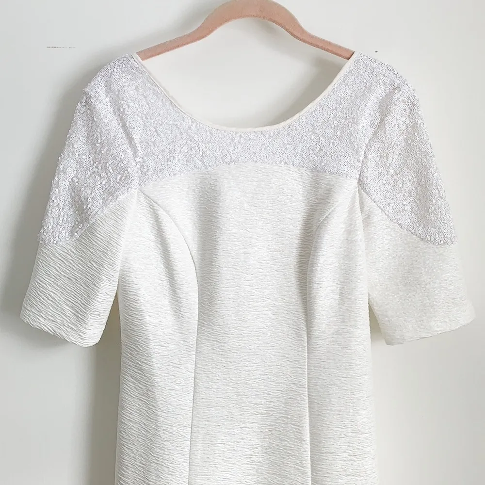 Keepsake The Label White Sequined Short Sleeve Mini Dress small - Image 3