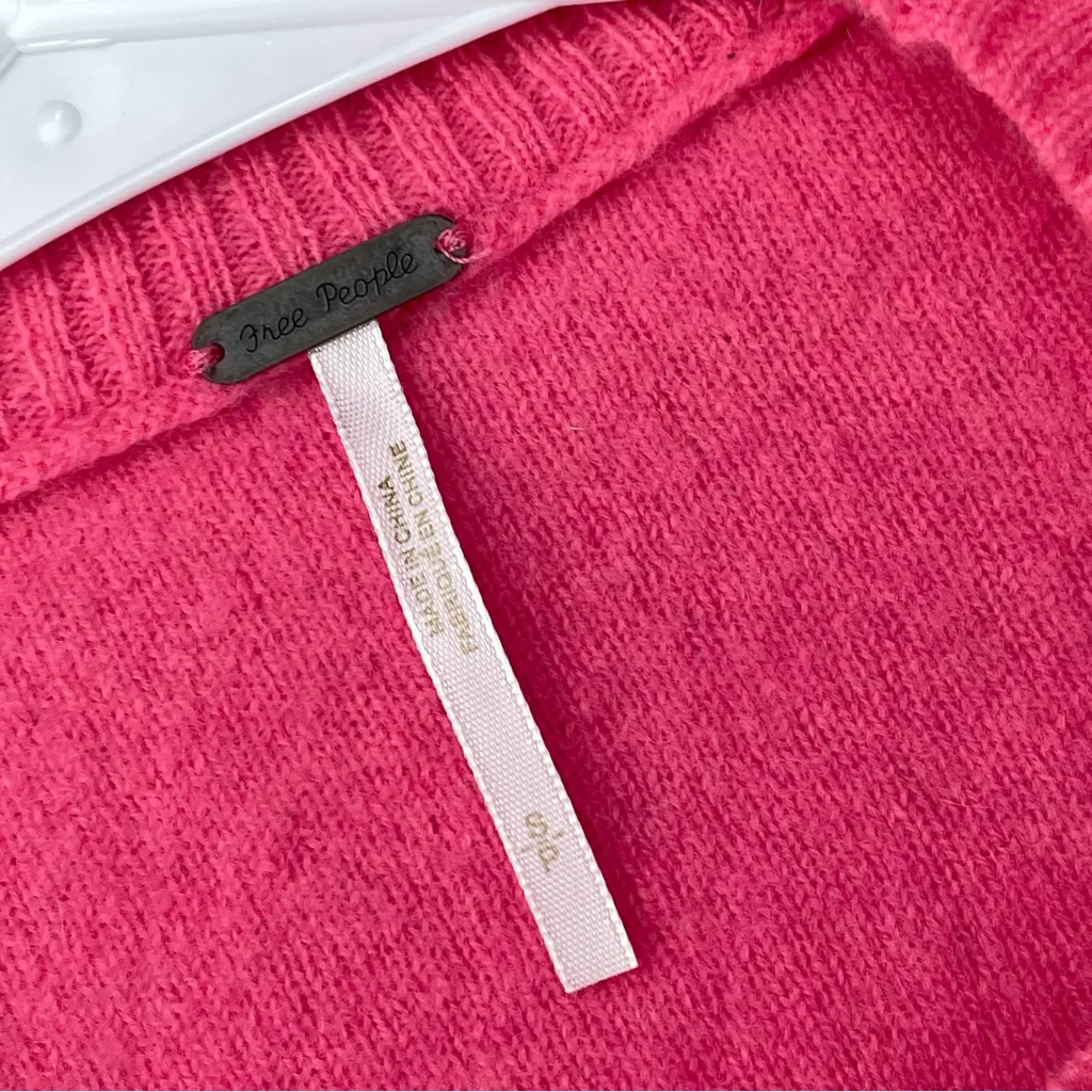 Free People Sweater cashmere crop boxy knit womens Pink (small) bright preppy - Image 2