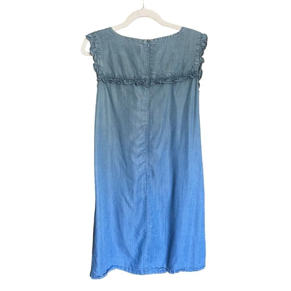 Philosophy Denim Ruffle chambray dress cottagecore western sz M - Image 2