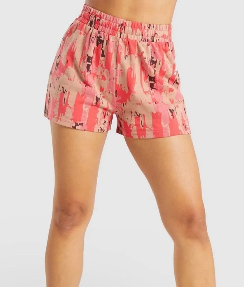 GYMSHARK | Red Pink Camo Jersey Athletic Shorts Size S - Image 13