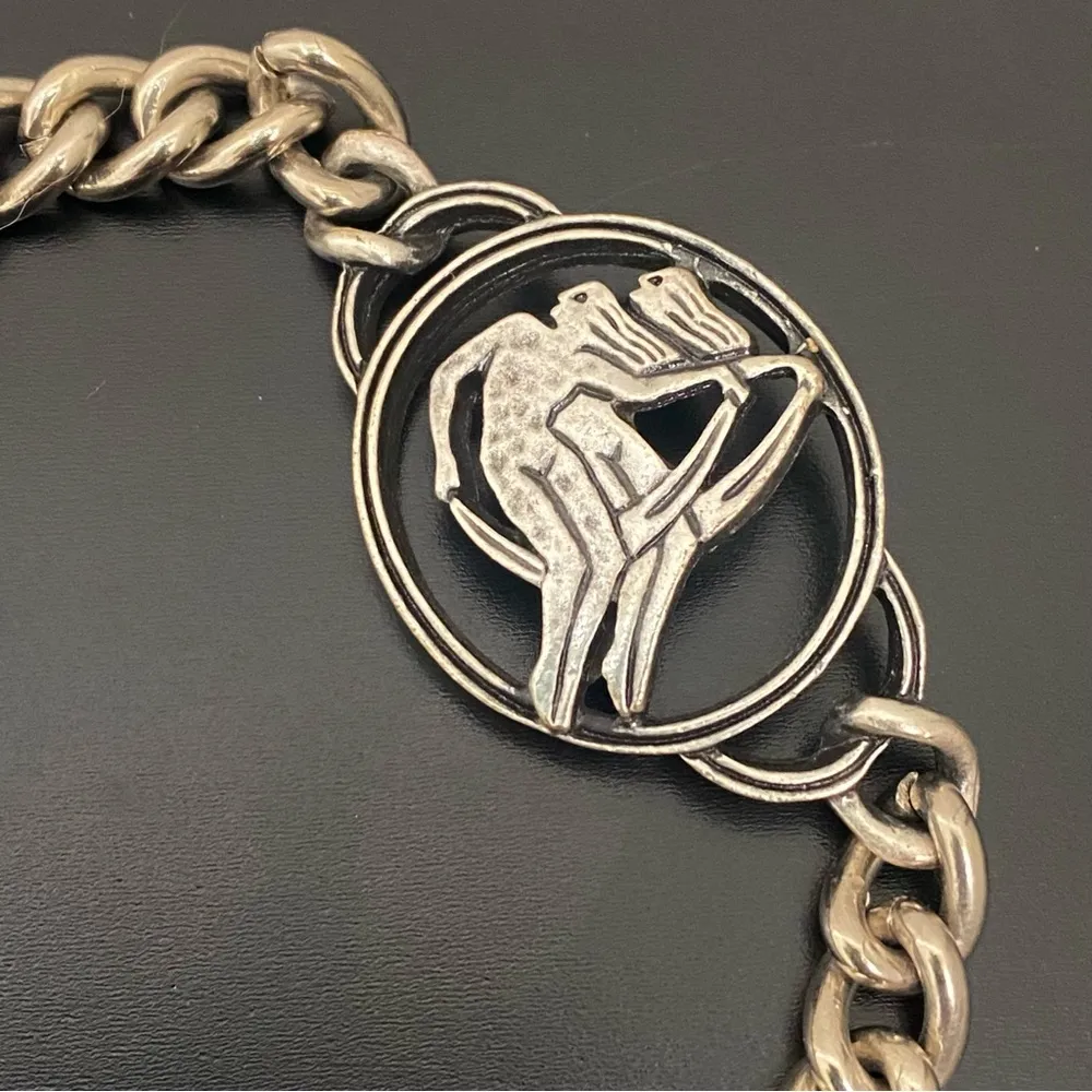 Vintage Gemini Zodiac Horoscope 8.5” Unisex ID Bracelet 29g. Gray - Image 11