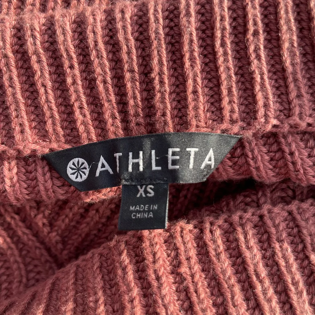 Athleta Dusty Rose Crew Neck Cotton Blend Knit Sweater Athleisure Cabincore Cozy - Image 4