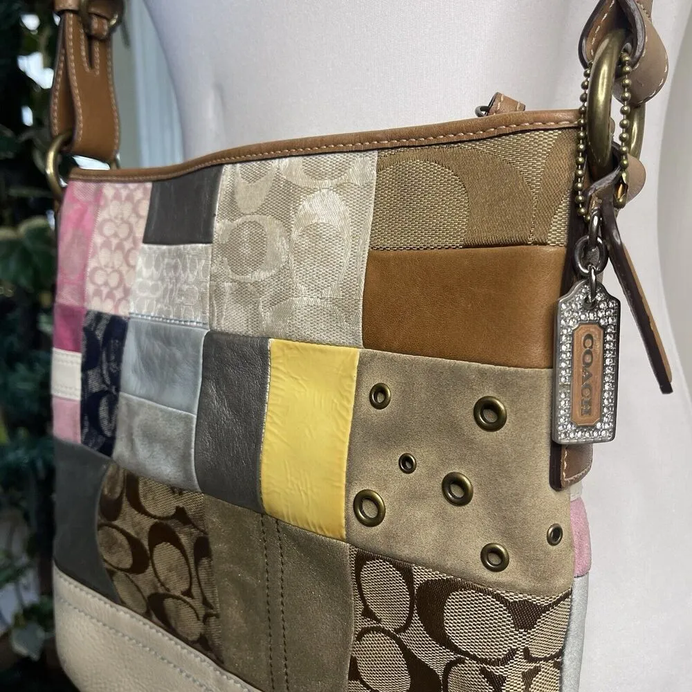 COACH Patchwork B06Q-10018 Multicolor Crossbody Shoulder Handbag Multi Pattern - Image 7