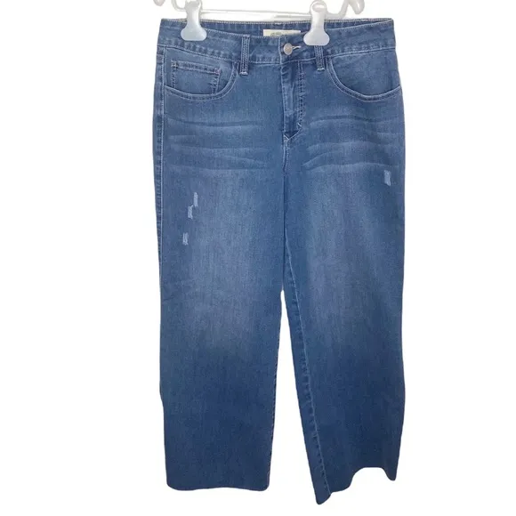 Royalty for Me Jeans raw hem side slit cropped wide leg jeans size 8 - Image 17