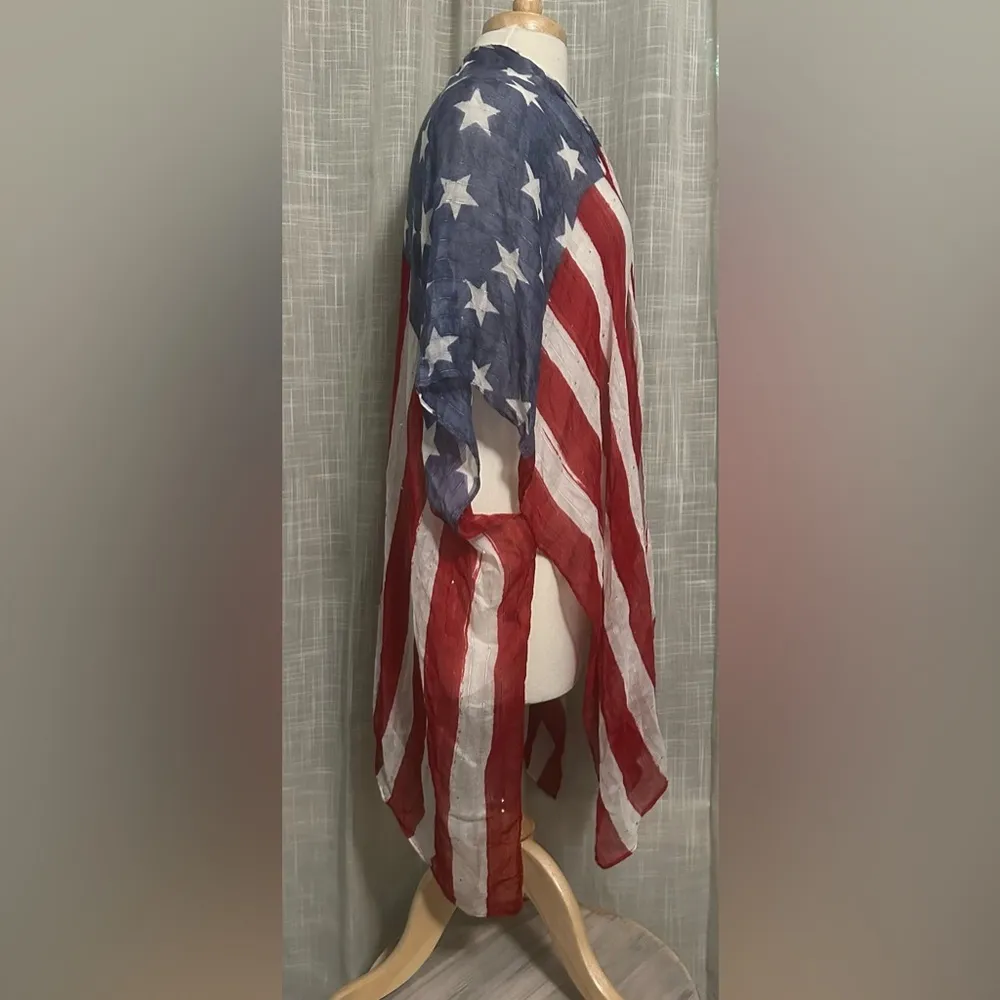 Stars & Stripes kimono top cover up One Size 4th of July Holiday American Flag - Image 4