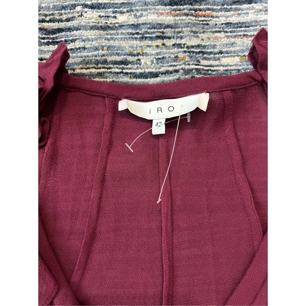 IRO Wine Salene Ruffle Trim Kimono Long-sleeved Dress Sz 42 fit US M/L - Image 5