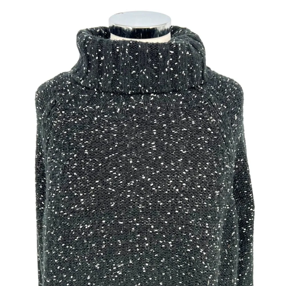 Doe & Rae Speckled Turtleneck Sweater Black White Size Large - Image 2
