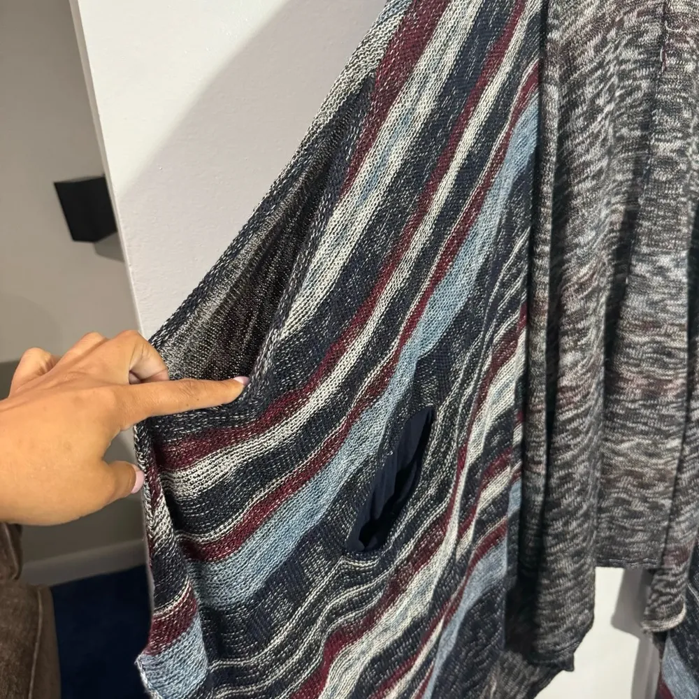 Free People Women Casual Big Trail Poncho Cardigan Sweater Blue Multi Size Large - Image 4