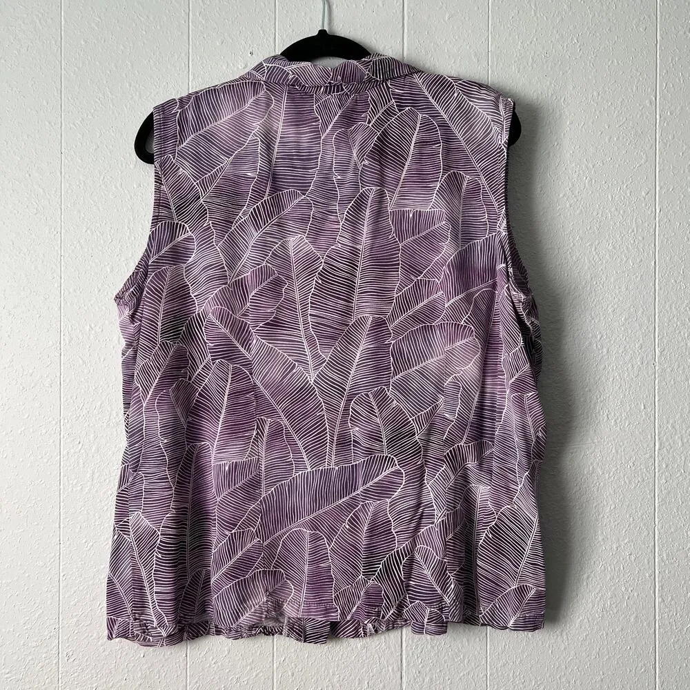 Hawaiian Reserve Top Womens 2XL Lightweight Casual Relaxed Beachy Summer Coastal Purple Size XXL - Image 5