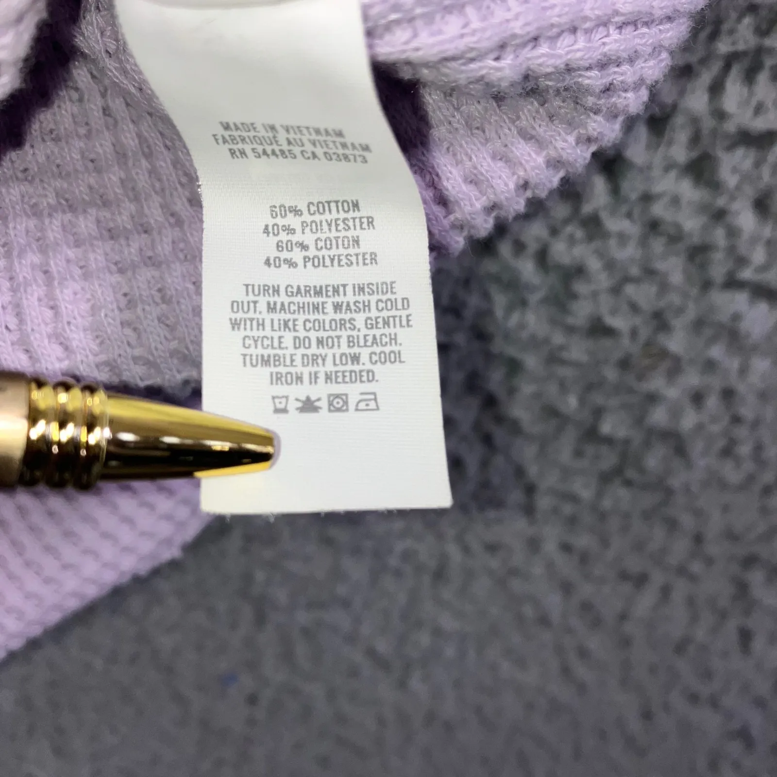 Aerie Oversized Waffle Knit Button Up Shirt Women Medium Lavender Purple Long - Image 10