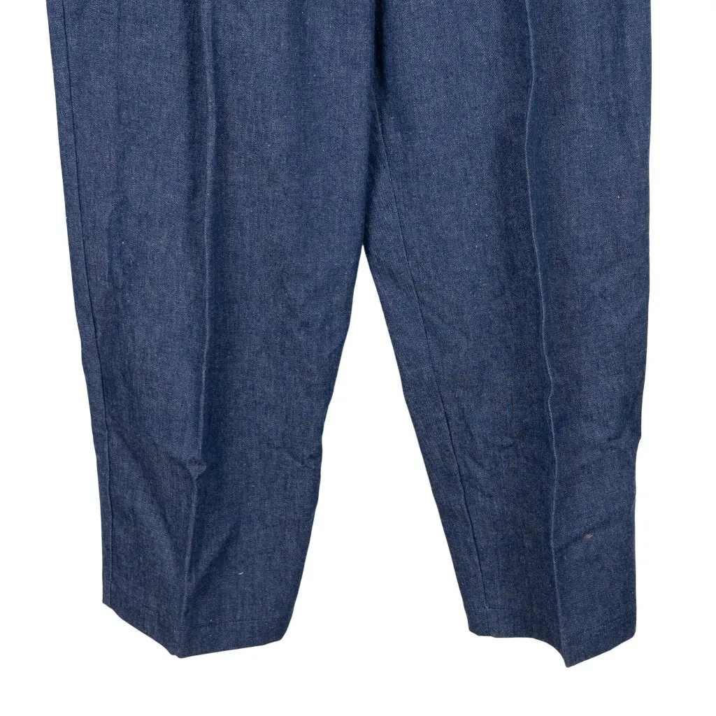 VTG Pleated Denim Pants 12 Womens Blue High Waisted Jeans Elastic Cotton USA - Image 3