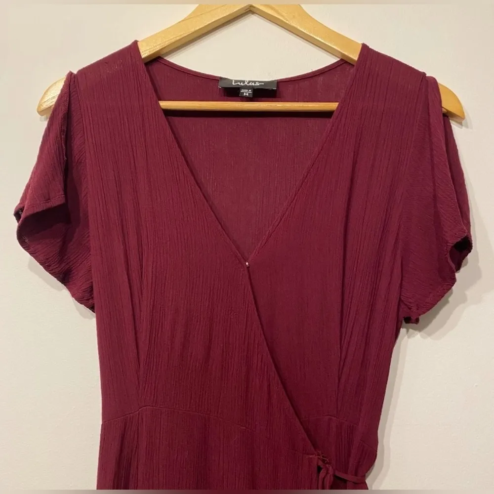 Lulus Women's Heart of Marigold Burgundy Wrap
Maxi Dress M - Image 7