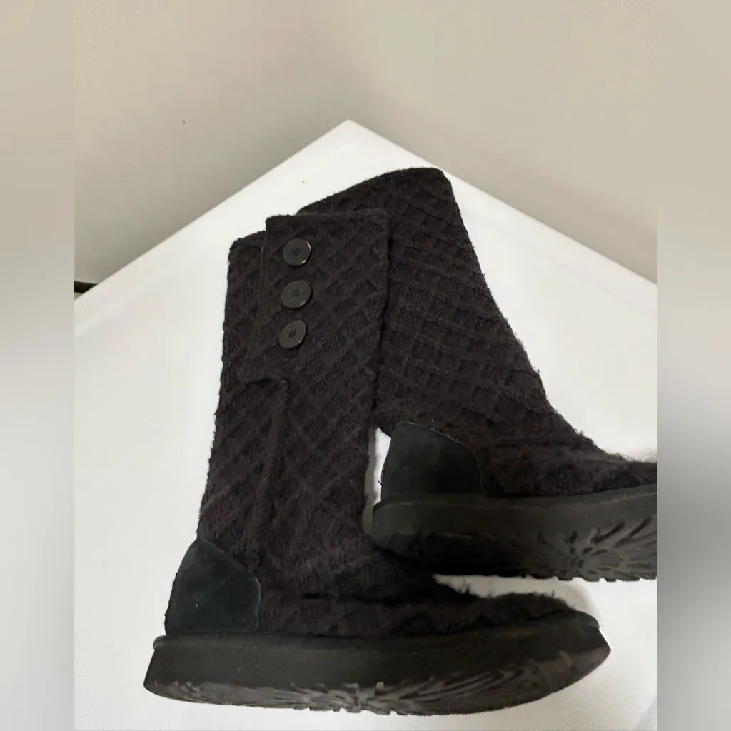 Ugg Lattice Cardy Knit Boots Black Size 7 - Image 2