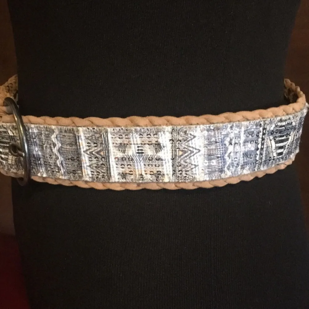 Cloth Belt Blue, White, Tan - Image 2