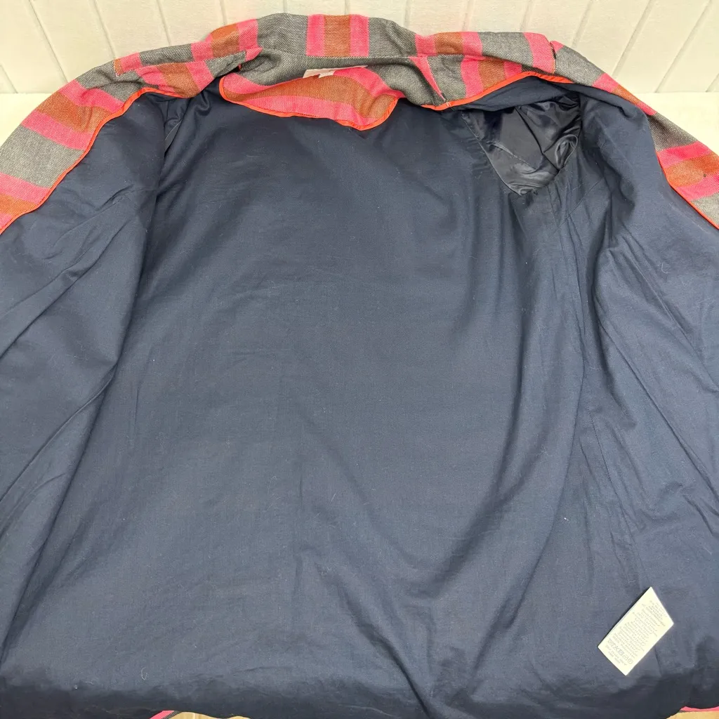 Boden‎ Canonbury Twill Cotton Linen Pink Blue Stripe Swing Coat Blazer Size 6 - Image 11