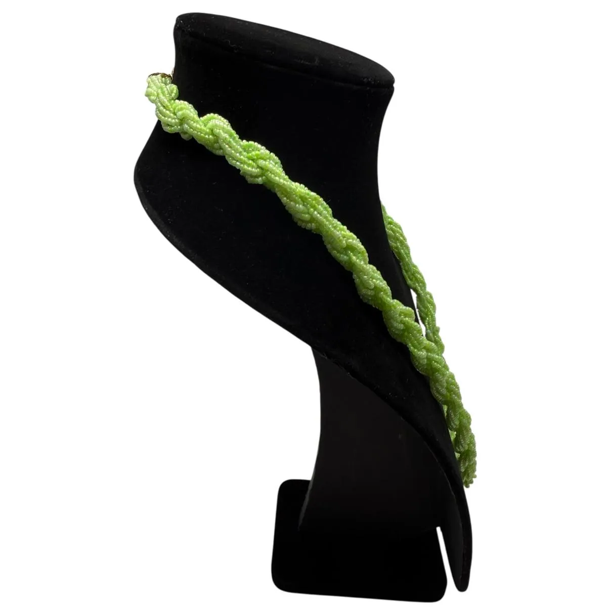 Vintage 26” Twisted Lime Green Beaded Necklace - Image 3