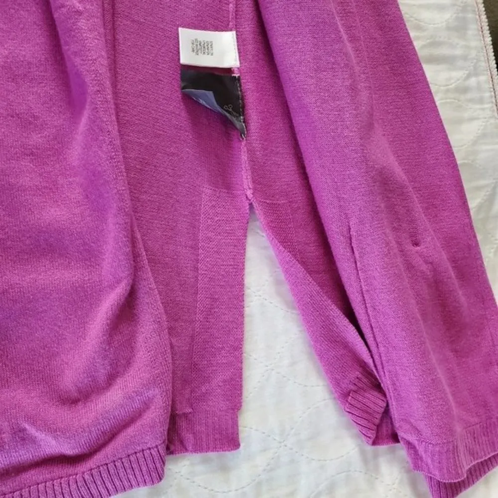 Dana Buchman Medium Fuchsia flyaway open with pockets knit sweater - Image 6