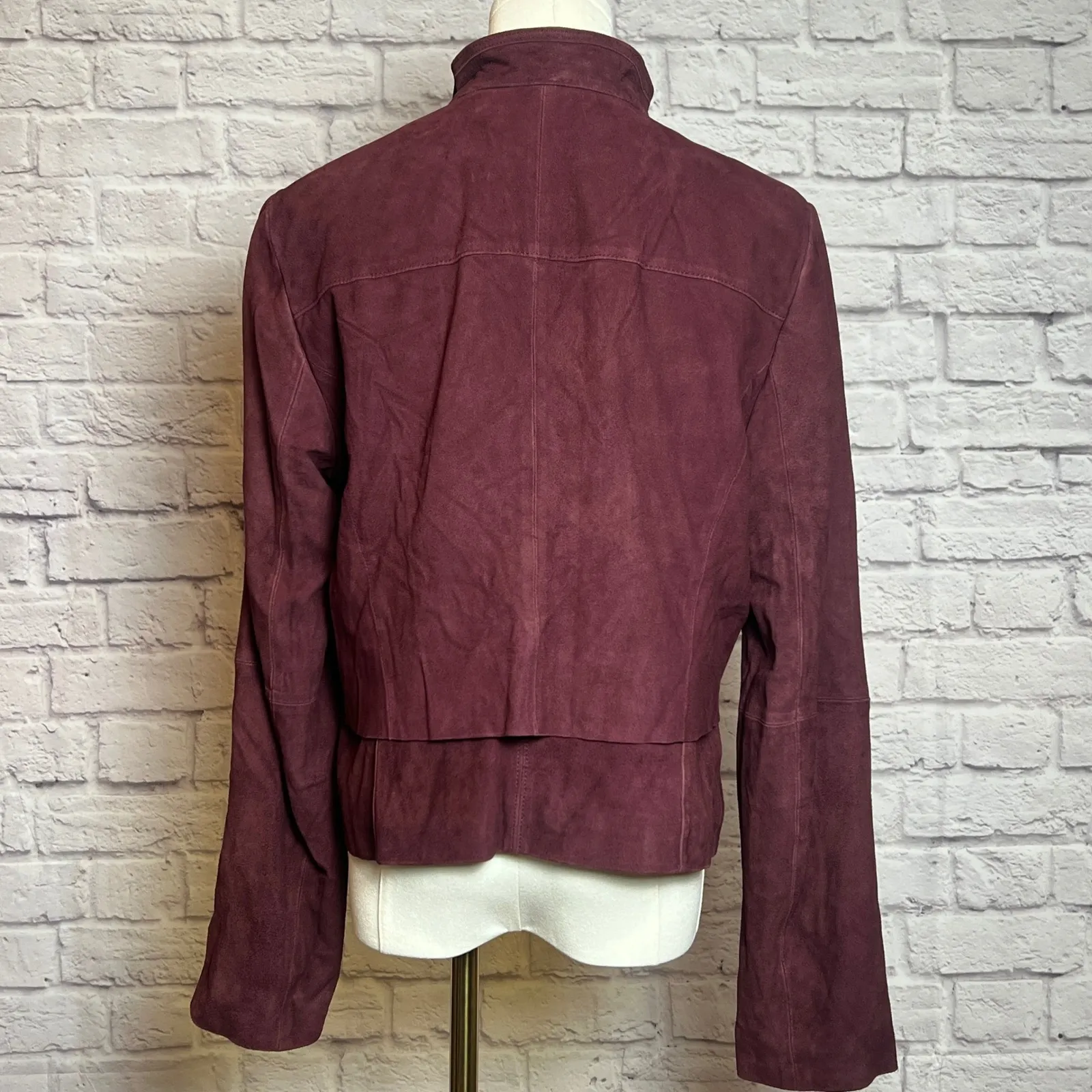 White House Black Market Genuine Suede Leather Jacket Women's L - Image 4