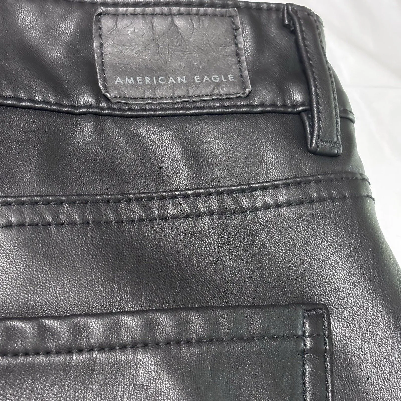 American Eagle Stretch Faux Leather High Waisted Flare Pants Size 14 Long - Image 10
