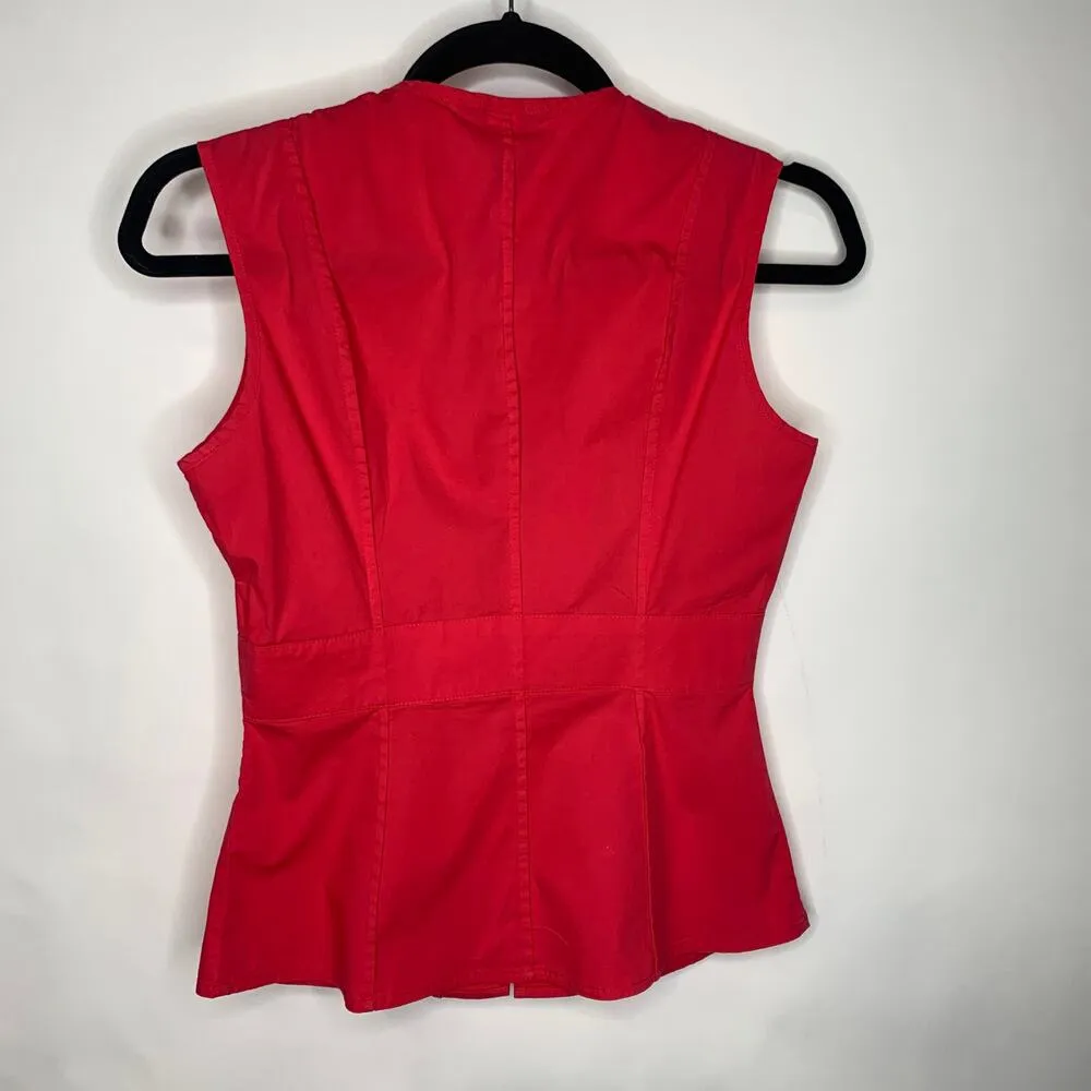 Y2K Fitted Red Pink Shell Top Sz Small Stretch - Image 6