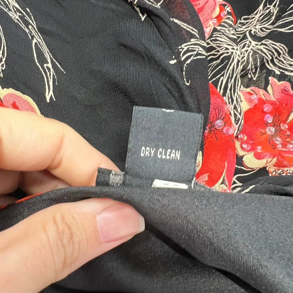 Vintage American Angel Maxi Slip Dress Size M Black Red Floral Sheer Overlay Y2K Size M - Image 7