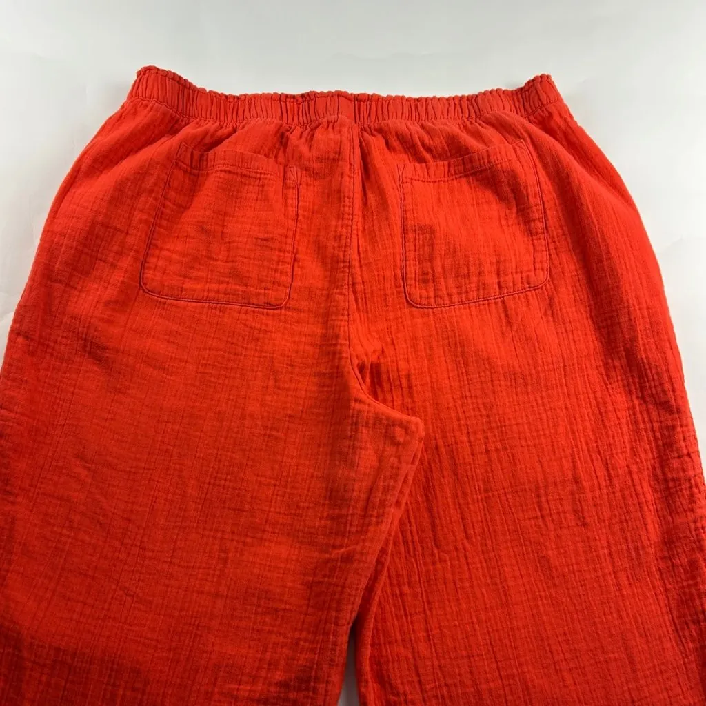 Old Navy Warm Sunset Orange Crinkle Cotton High Rise Wide Leg Pant XXL - Image 7