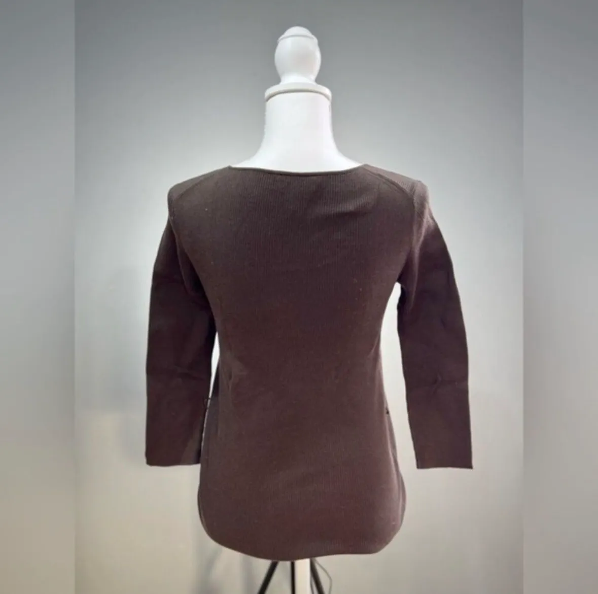 SALE! Brown Talbots Ribbed Sweater Size S EUC - Image 2
