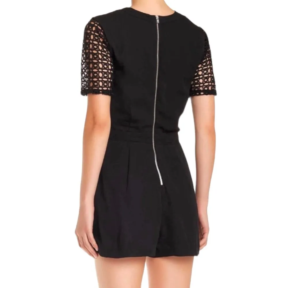 Romeo + Juliet Couture Black Eyelet Romper with Pockets Size Medium - Image 4