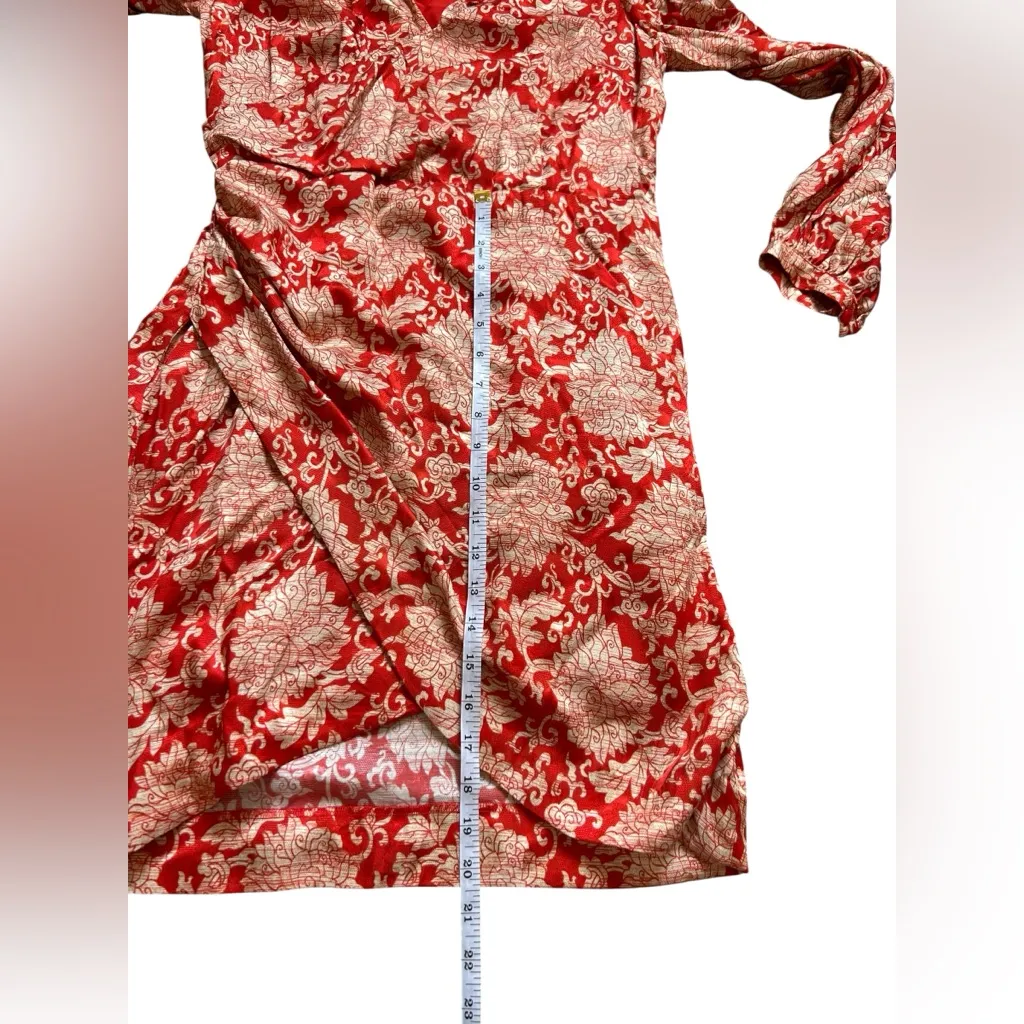 Anthropologie‎ Skylar Surplice Mini Dress red size 6 silk blend - Image 10