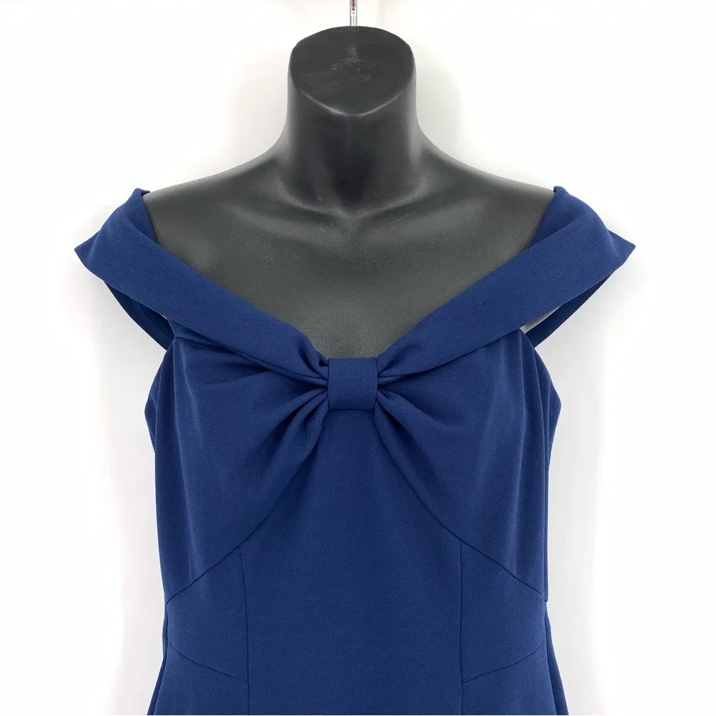 GAL MEETS GLAM Tyler Off The Shoulder Midi Dress Navy Blue 2 - Image 2