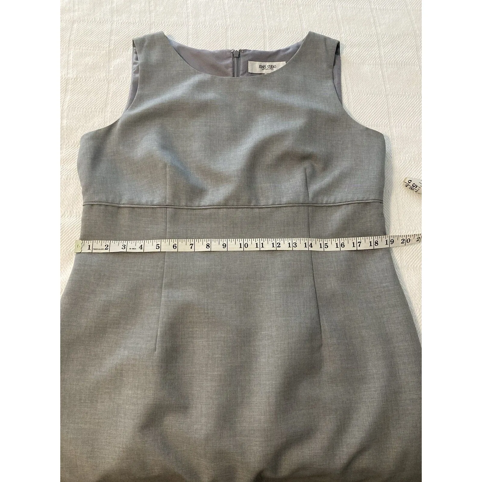 Jones Studio Dress 14 Gray Career Office Sleeveless Sheath Lagenlook Classic - Image 7