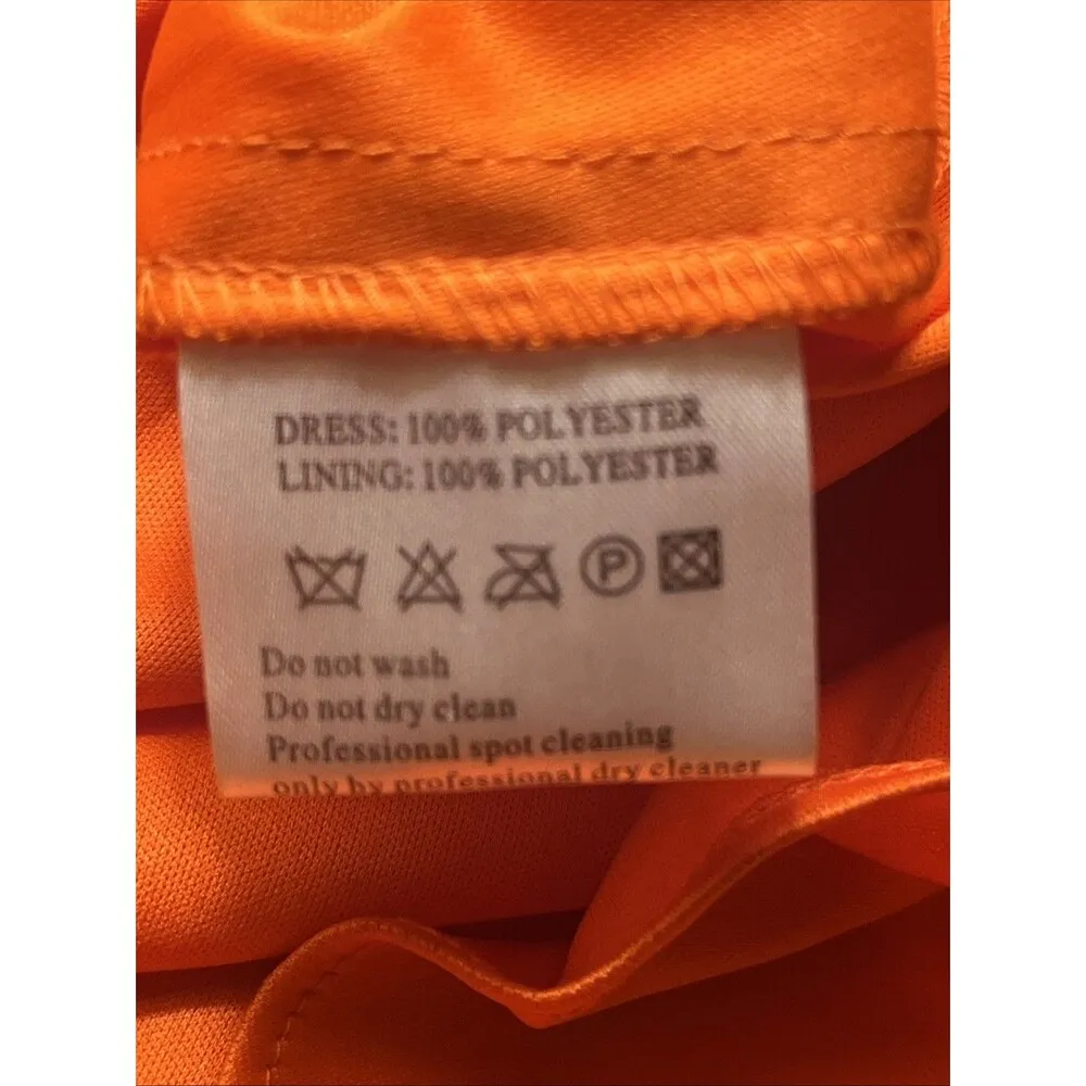 Shimmer by Bari Jay Formal Long Dress Gown Orange Coral Beaded Size 4 - Image 5