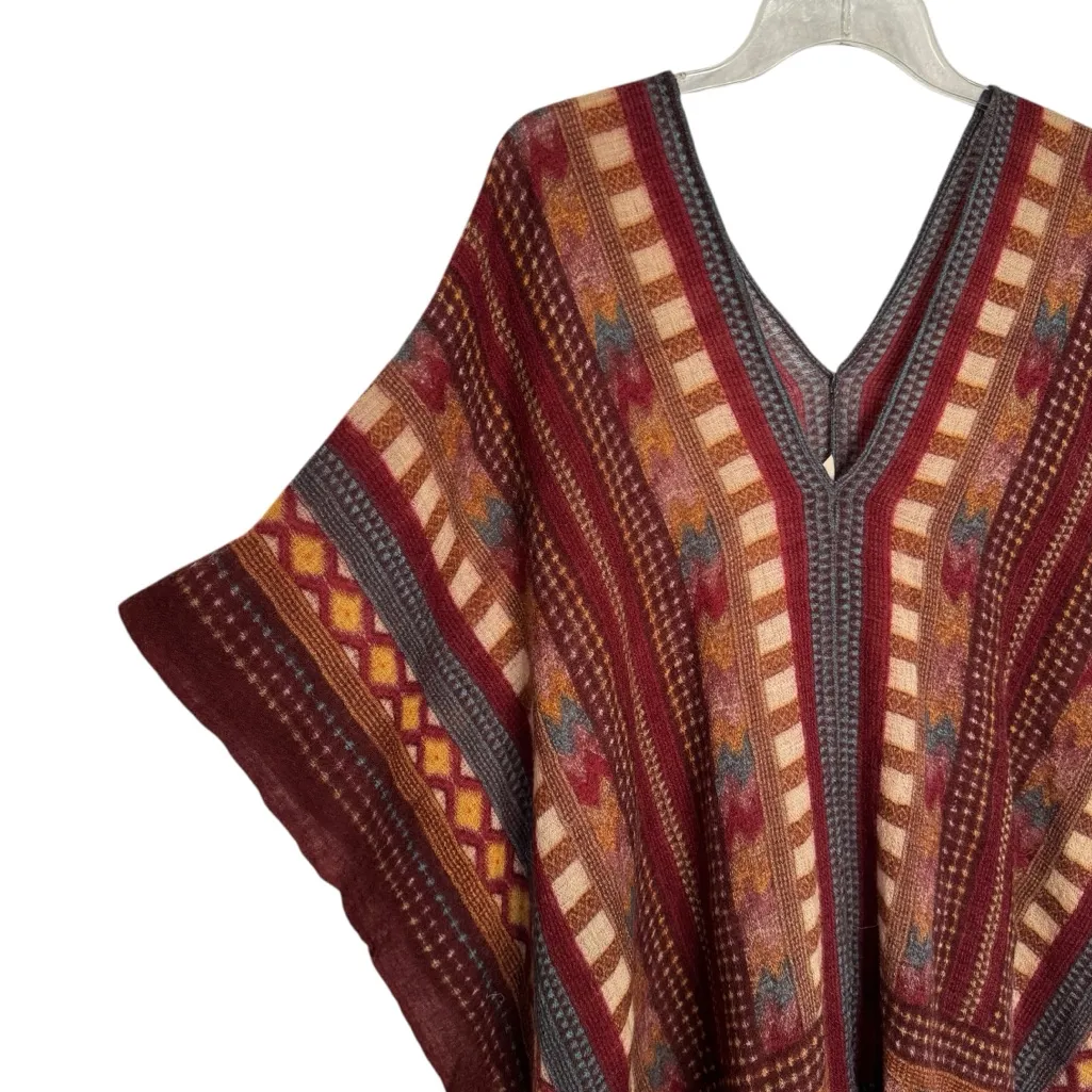 SOFT SURROUNDINGS TAN BLUE SOUTHWESTERN PONCHO WRAP OS - Image 5