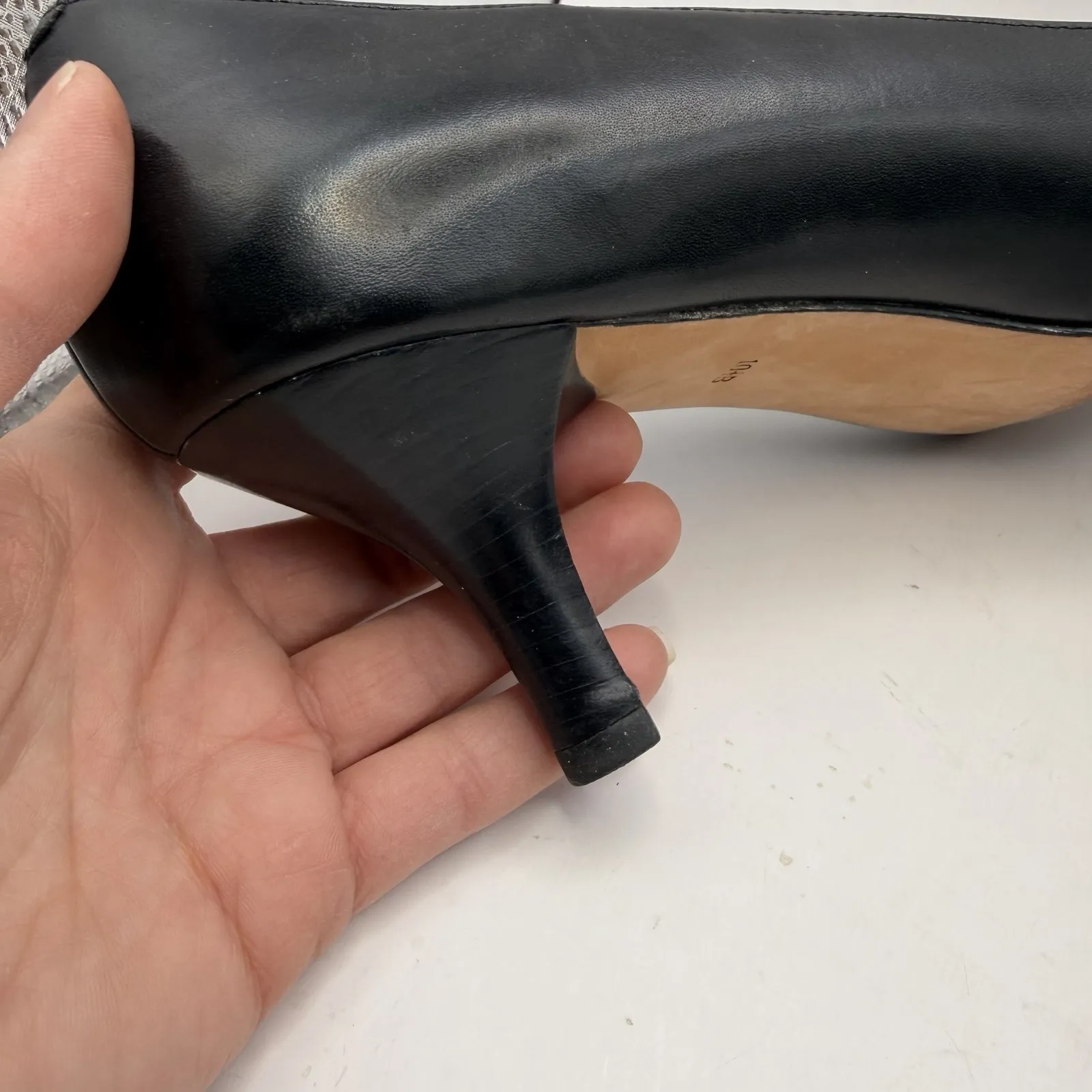 Cole Haan Womens Classic Pump Slim Heels Shoes Black Leather Slip On 10.5 - Image 5