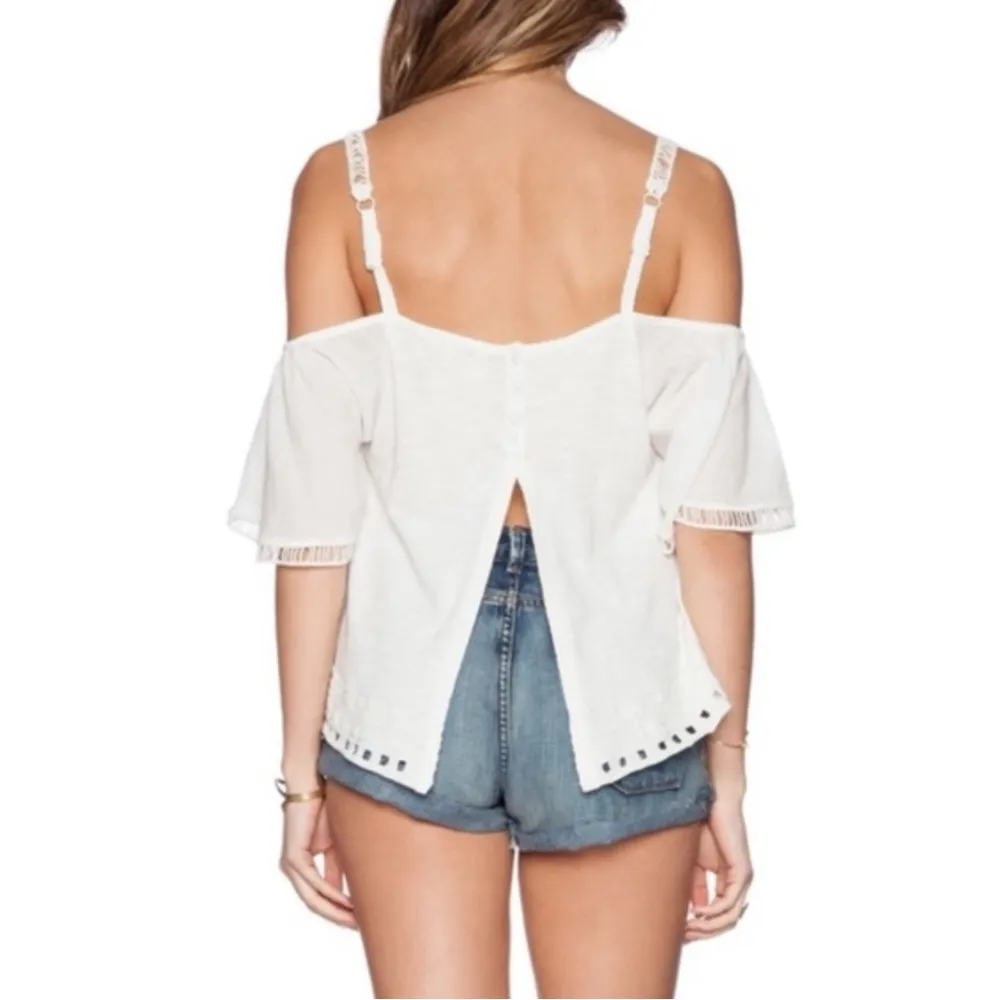 Free People Dahlia Ethereal Dainty Embroidered Crochet Lace Top Medium Bohemian - Image 8