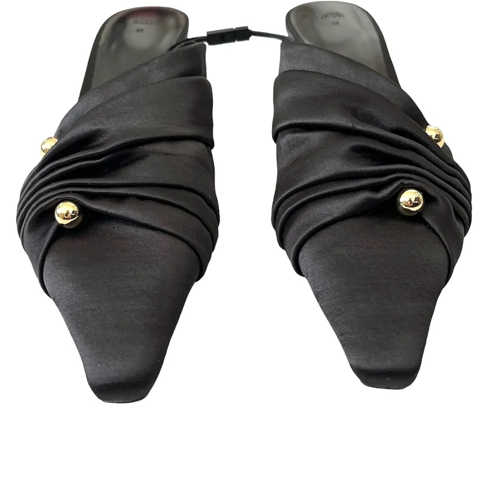 NEW Zara Women’s Satin Mules size 37 Black - Image 7