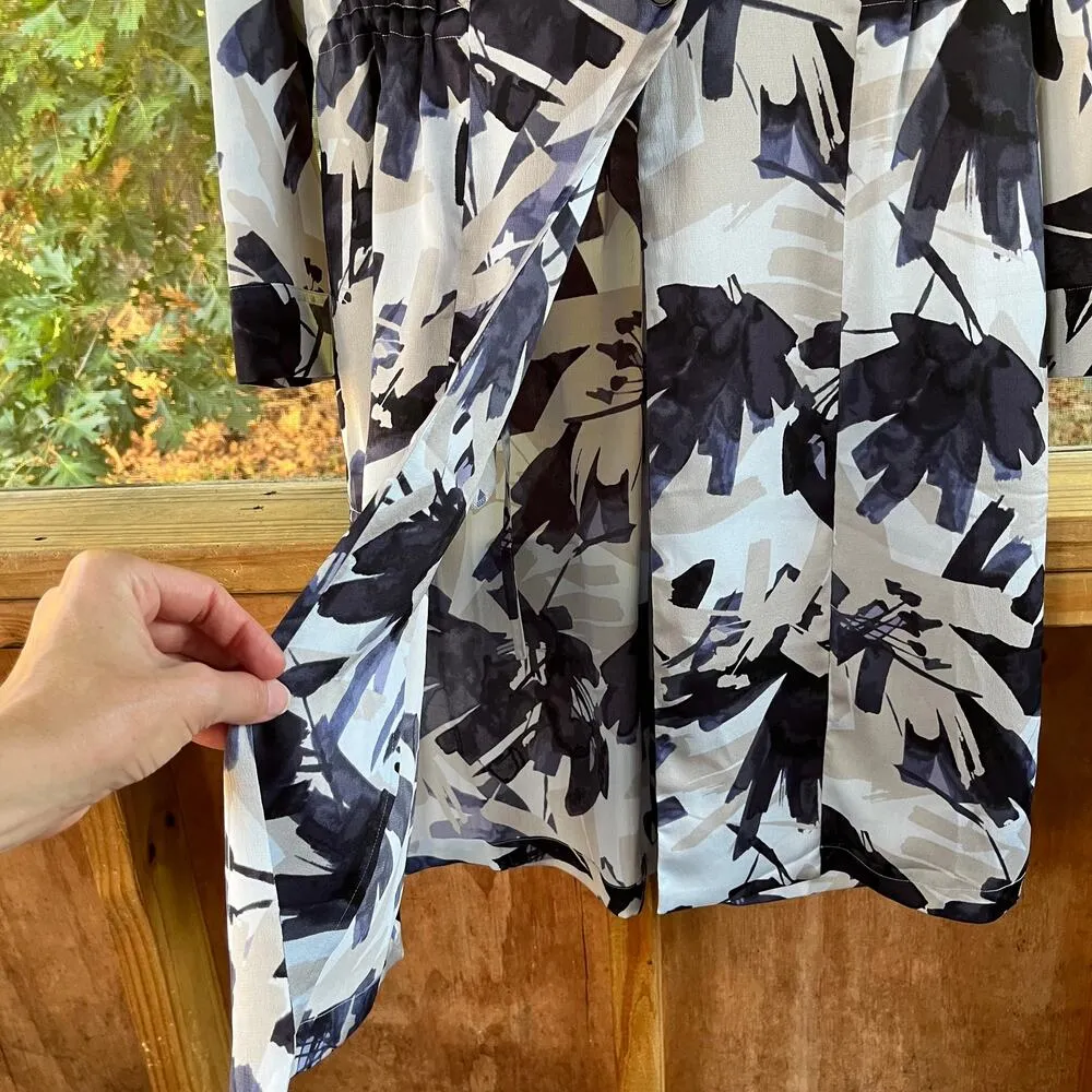 Nic & Zoe Inky Flowers Jacket Size S. Satin Kimono Style Long Sleeves. NEW. - Image 5