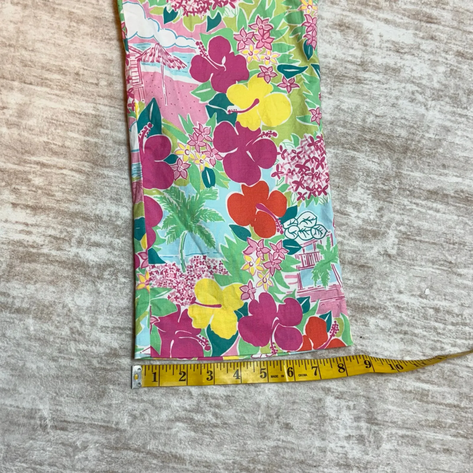 Lilly Pulitzer Women’s 8 Cotton Blend Pink Green Floral Tropical Print Pants - Image 5