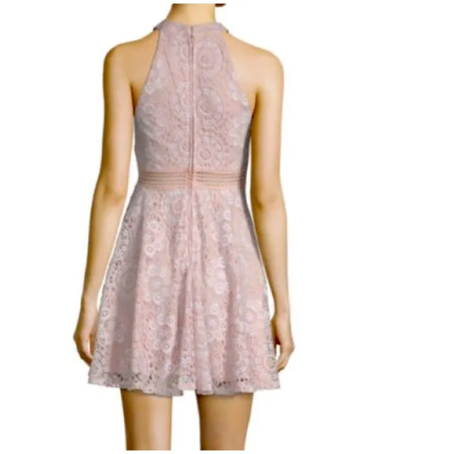 City Triangles Juniors size 15 blush Pink & Ivory lace halter dress Formal NWT - Image 2