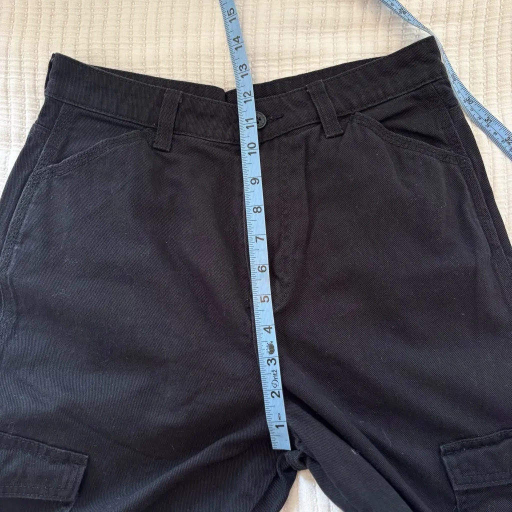 H&M Divided Straight Wide Leg Black Women's Cargo Denim High Rise Size 4 - Image 10