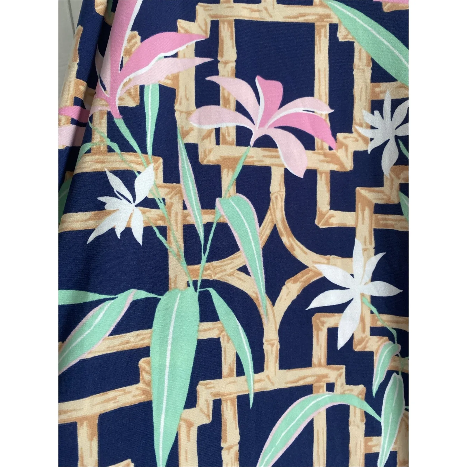 Tori Richard Honolulu Womens Large Bamboo Navy Wide Leg Resort Pants Stretch - Image 3