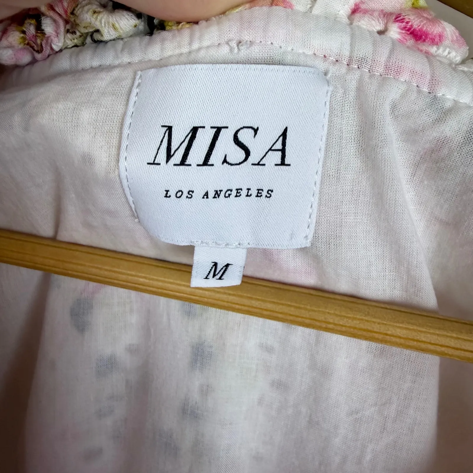 MISA Iliana Ruffled Eyelet Mini Dress Medium Pink Floral Tiered Coquette Cottage - Image 7