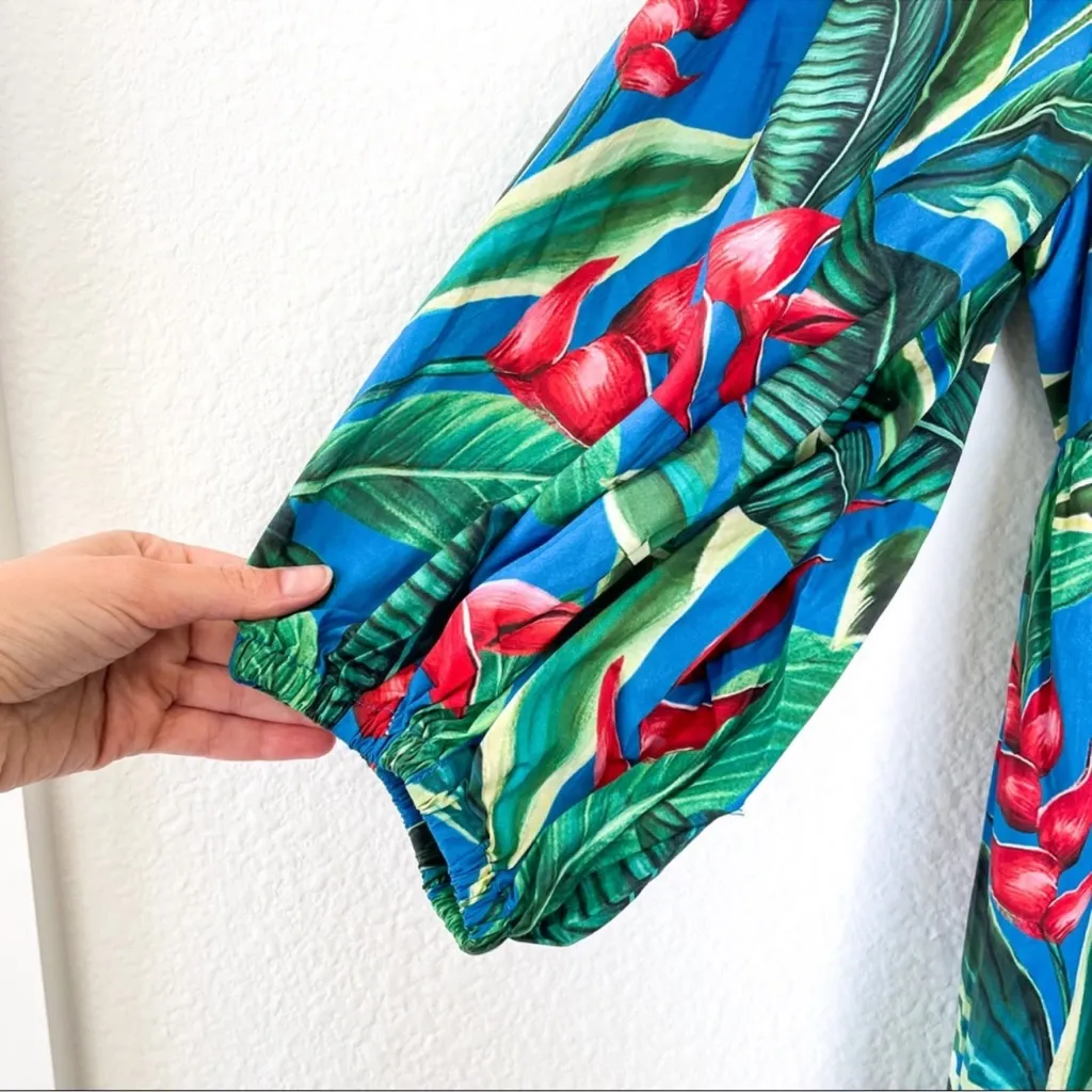 FARM Rio Anthropologie Dream Garden Maxi Dress in Blue Tropical New S - Image 8