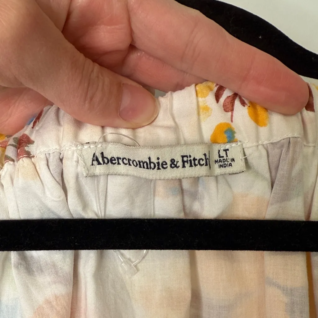 Abercrombie & Fitch Poplin Puff Sleeve Floral Mini Dress - size LT - Image 5