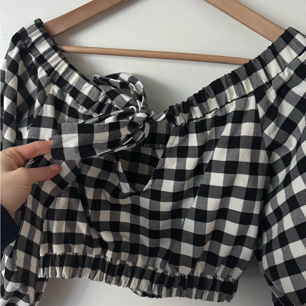 NWT Anthropologie Maeve M Black and White Gingham Skirt Set - Image 7
